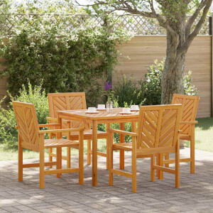 vidaXL Tuin eettafelset 5 pcs Bruin Massief Acaciahout