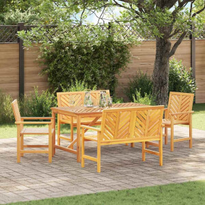 vidaXL Tuin eettafelset 5 pcs Bruin Massief Acaciahout