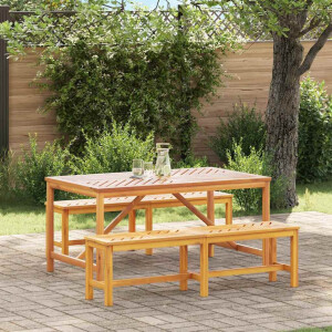 vidaXL Tuin eettafelset 3 pcs Bruin Massief Acaciahout