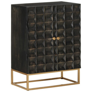vidaXL Dressoir 55x34x75 cm massief mangohout en ijzer zwart