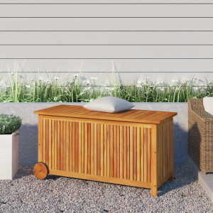 vidaXL Tuinbox met wieltjes 113x50x58 cm massief acaciahout