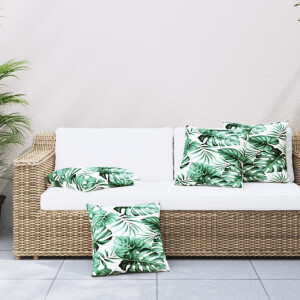vidaXL Bankkussens 4 st bladpatroon 50x50 cm stof
