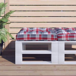 vidaXL Palletkussen 60x60x12 cm stof ruitpatroon rood