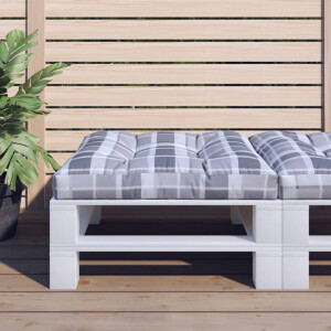 vidaXL Palletkussen 70x70x12 cm stof ruitpatroon grijs