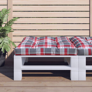 vidaXL Palletkussen 80x80x12 cm stof ruitpatroon rood