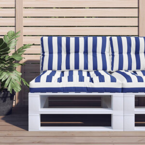 vidaXL Palletkussen gestreept 80x40x12 cm stof blauw en wit
