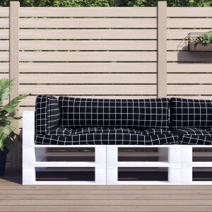 vidaXL Palletkussens 3 st ruitpatroon oxford stof zwart