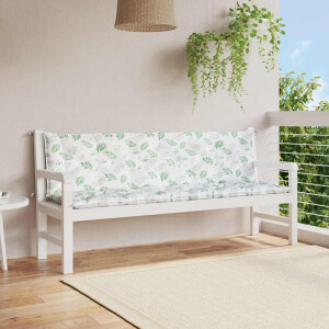 vidaXL Tuinbankkussens 2 st bladpatroon 200x50x7 cm stof