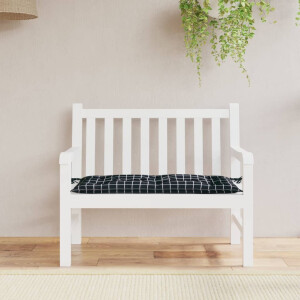 vidaXL Tuinbankkussen ruitpatroon 110x50x7 cm stof zwart