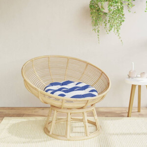 vidaXL Zitkussen rond gestreept Ø 60x11 cm oxford stof blauw wit