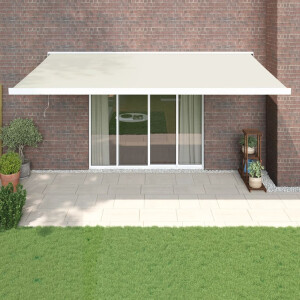 vidaXL Luifel uittrekbaar 5x3 m stof en aluminium crèmekleurig