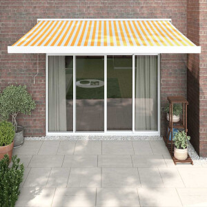 vidaXL Luifel uittrekbaar 3x2,5 m stof en aluminium geel en wit