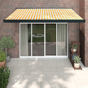 vidaXL Luifel uittrekbaar 3x2,5 m stof en aluminium geel en wit