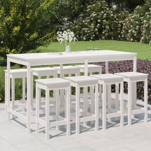 vidaXL 9-delige Tuinbarset massief grenenhout wit