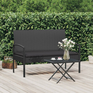 vidaXL Tuinbank met kussen 105 cm poly rattan zwart