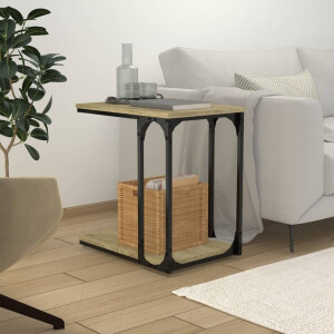 vidaXL Bijzettafel 50x35x52 cm bewerkt hout sonoma eikenkleurig