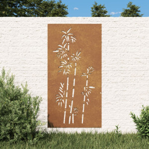 vidaXL Wanddecoratie tuin bamboe-ontwerp 105x55 cm cortenstaal