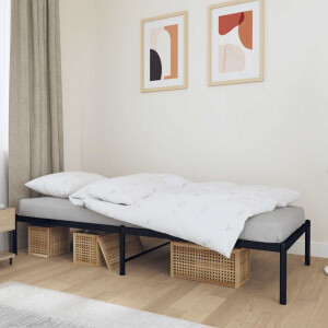 vidaXL Bedframe metaal zwart 75 x 190 cm
