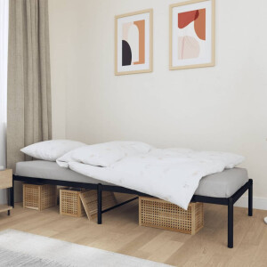 vidaXL Bedframe metaal zwart 75 x 190 cm