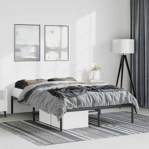 vidaXL Bedframe metaal zwart 135x190 cm