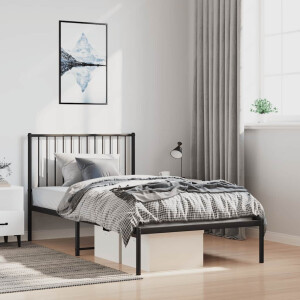 vidaXL Bedframe met hoofdbord metaal zwart 100x200 cm