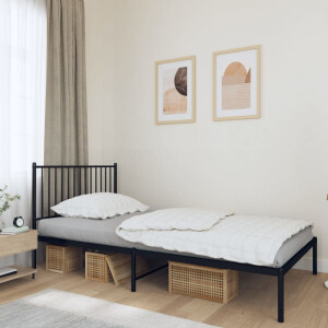 vidaXL Bedframe met hoofdbord metaal zwart 107x203 cm