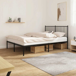 vidaXL Bedframe met hoofdbord metaal zwart 140x200 cm