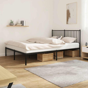 vidaXL Bedframe met hoofdbord metaal zwart 160x200 cm