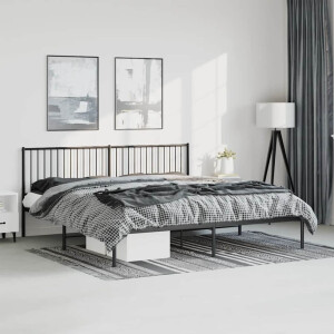 vidaXL Bedframe met hoofdbord metaal zwart 193x203 cm