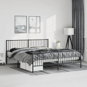 vidaXL Bedframe met hoofd- en voeteneinde metaal zwart 183x213 cm