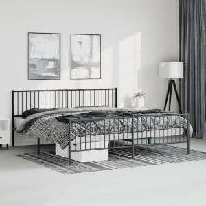 vidaXL Bedframe met hoofd- en voeteneinde metaal zwart 193x203 cm