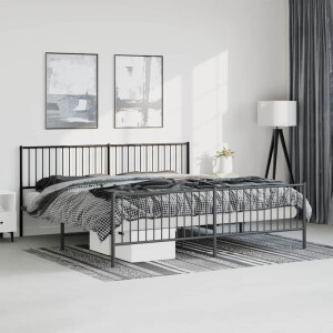 vidaXL Bedframe met hoofd- en voeteneinde metaal zwart 193x203 cm