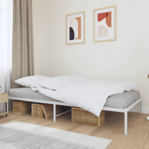 vidaXL Bedframe metaal wit 100x200 cm