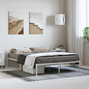 vidaXL Bedframe metaal wit 135x190 cm