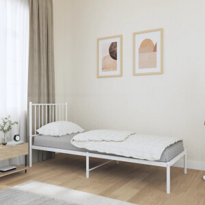 vidaXL Bedframe met hoofdbord metaal wit 80x200 cm
