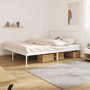 vidaXL Bedframe met hoofdbord metaal wit 180x200 cm