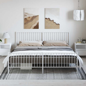 vidaXL Bedframe met hoofd- en voeteneinde metaal wit 193x203 cm
