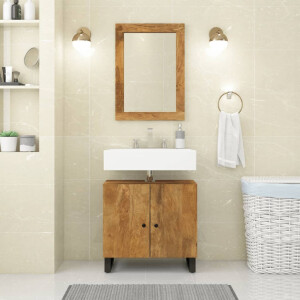 vidaXL Spiegel 70x50 cm massief mangohout en glas