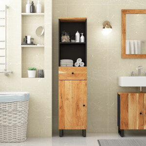 vidaXL Badkamerwandkast 38x33x160 cm massief acaciahout
