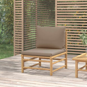 vidaXL Tuinmiddenbank met kussens bamboe taupe