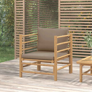 vidaXL Tuinbank met kussens bamboe taupe