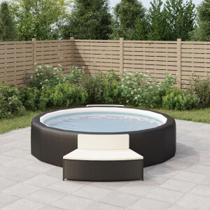 vidaXL Spa-bankjes met kussens 2 st poly rattan zwart