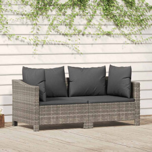 vidaXL 2-delige Loungeset met kussens poly rattan grijs