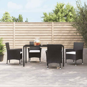vidaXL Tuinstoelen met kussens 4 st zwart poly rattan (alleen VK/IE/FI/NO)