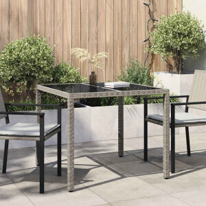vidaXL Tuinstafel Grijs 90 x 90 x 75 cm poly rattan