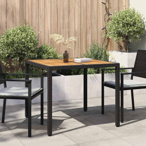 vidaXL Tuinstafel Zwart 90 x 90 x 75 cm poly rattan