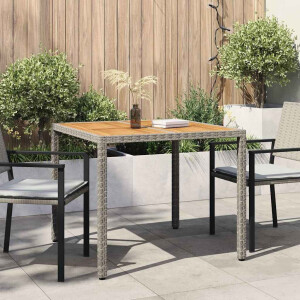 vidaXL Tuinstafel Grijs 90 x 90 x 75 cm poly rattan