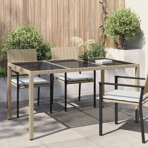 vidaXL Tuinstafel Beige 150 x 90 x 75 cm poly rattan