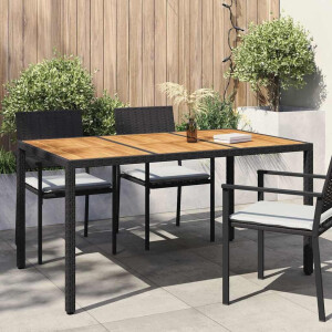 vidaXL Tuinstafel Zwart 150 x 90 x 75 cm poly rattan