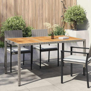 vidaXL Tuinstafel Grijs 150 x 90 x 75 cm poly rattan
